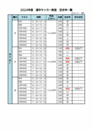 2024年度通年サッカー空き枠表のサムネイル